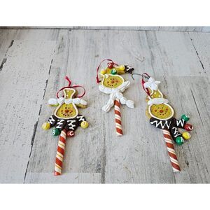 Vintage cookie lollipop sucker gingerbread clay ornament snowman candy Xmas lot